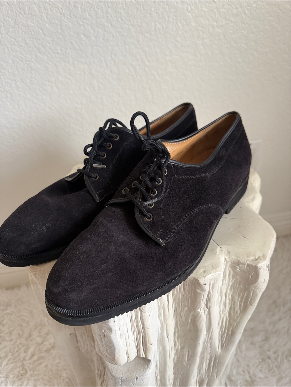 Salvatore Ferragamo Men’s Black Suede Derby Lace-Up Shoes - Picture 2 of 7